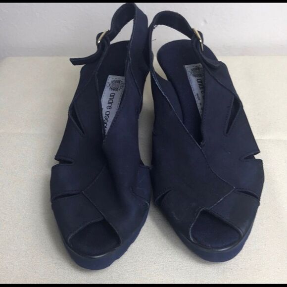 Vintage Handmade Navy Blue Suede Women shoes Size 7 - Picture 3 of 13